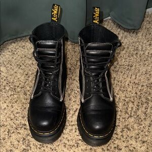 Dr. Martens Black Boots with Yellow Stitching